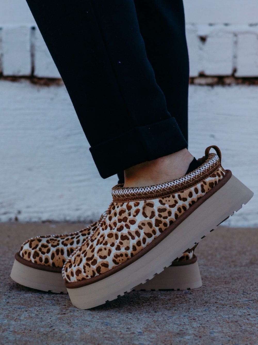 Olivia & Kate Leopard-Print Platform Mules in Tan/Brown
